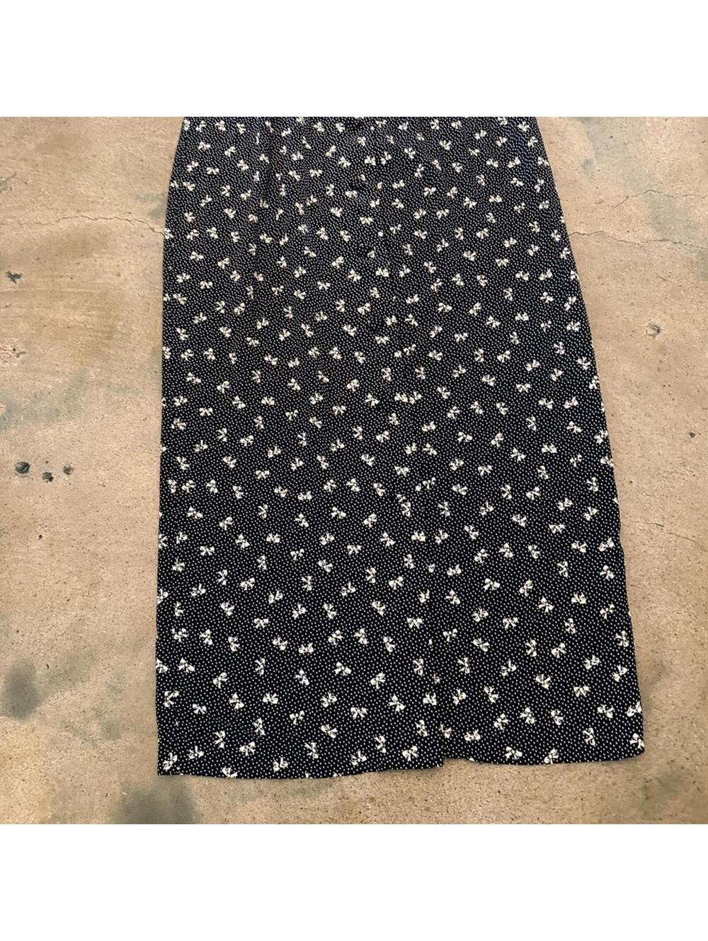 Elizabeth Wayman New York Vintage Polka Dot Bow Maxi Dress Black Womens 8 - Picture 2 of 8